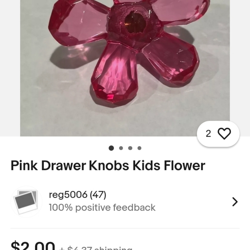 Brand NEW NEVER INSTALLED PINK FLORAL Knobs With Screws